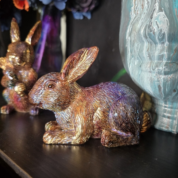 4 HANDCRAFTED Upcycled Bunny Rabbits HANDPAINTED Easter Bunny Home Art Decor - Picture 10 of 17